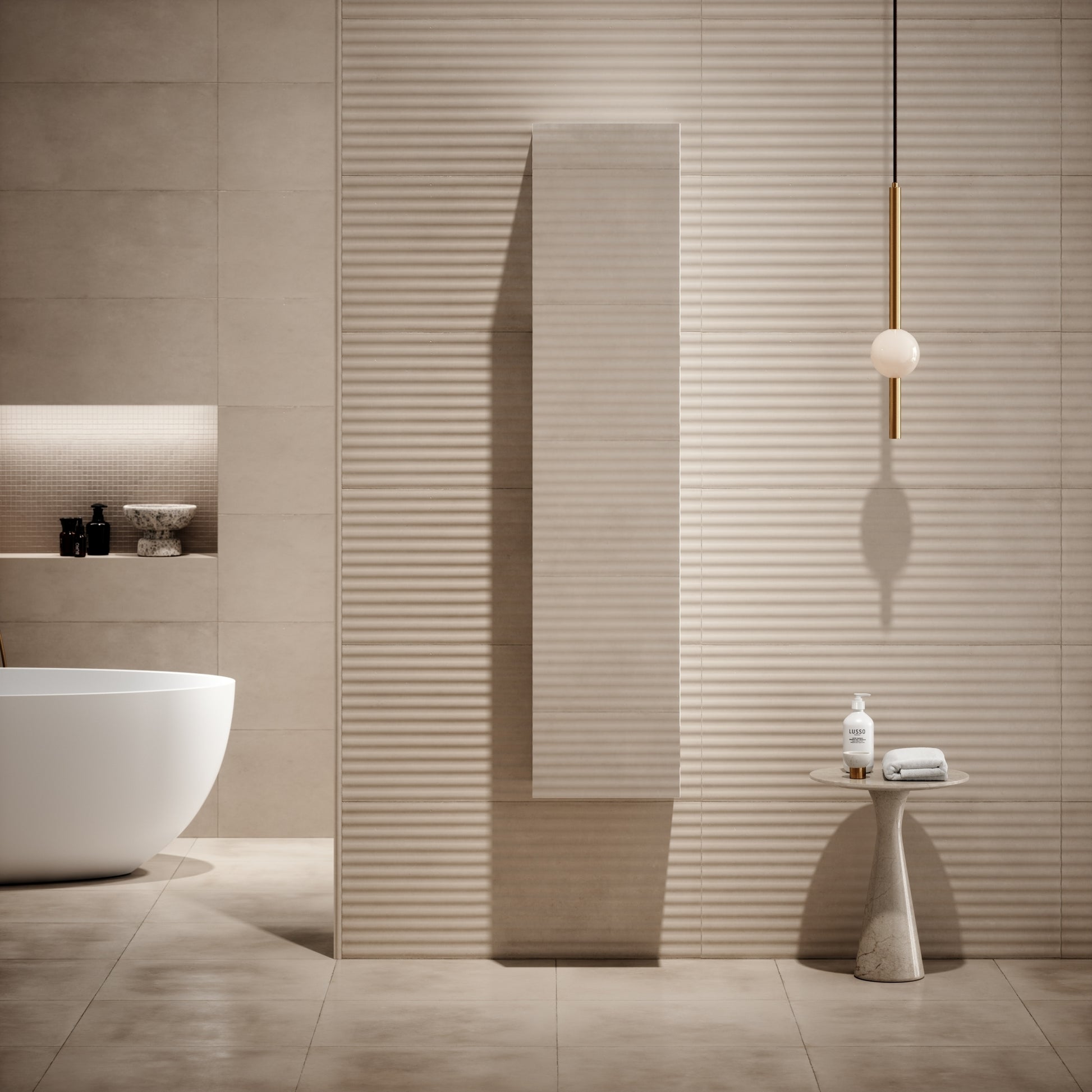 Sense Matte White Bathroom Storage Cabinet with Mirror