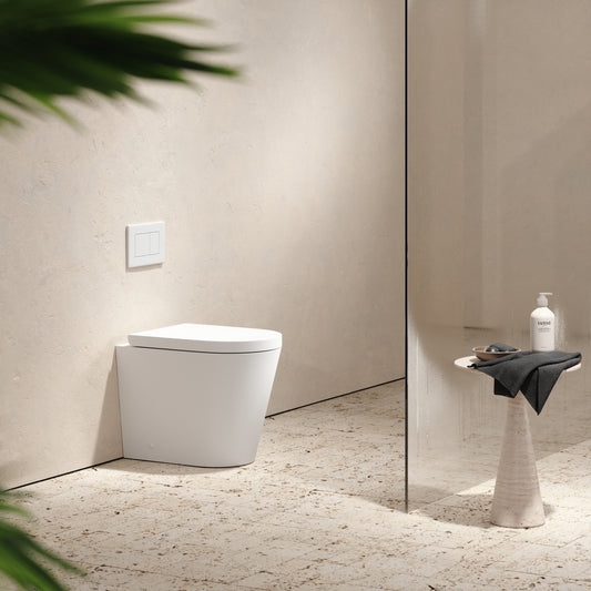 Senza Back To Wall Rimless Toilet with Concealed Cistern and Matte White Flush Plate
