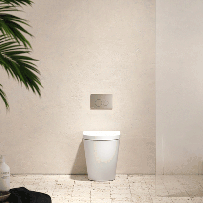 Senza Back To Wall Rimless Toilet with Concealed Cistern and Round Flush Plate