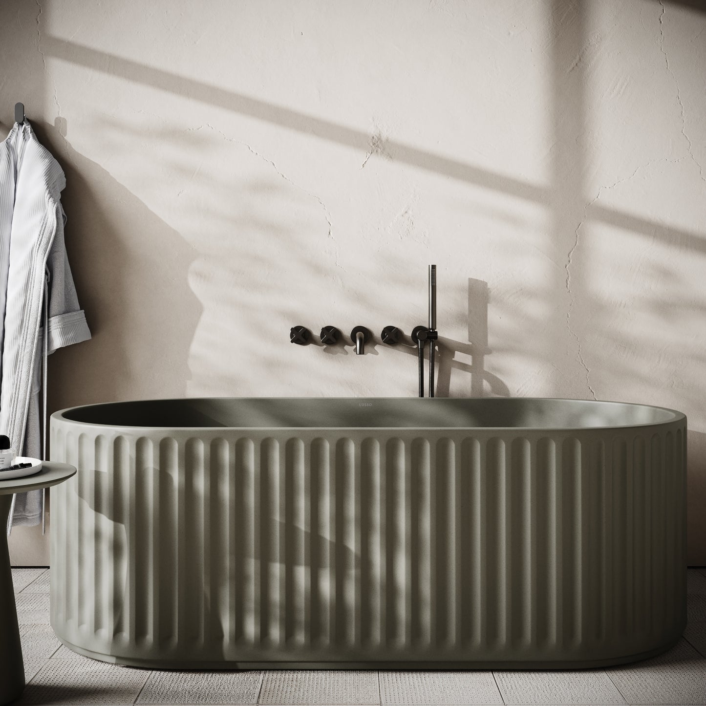Sereno Oyster Concrete Freestanding Bath 1680mm