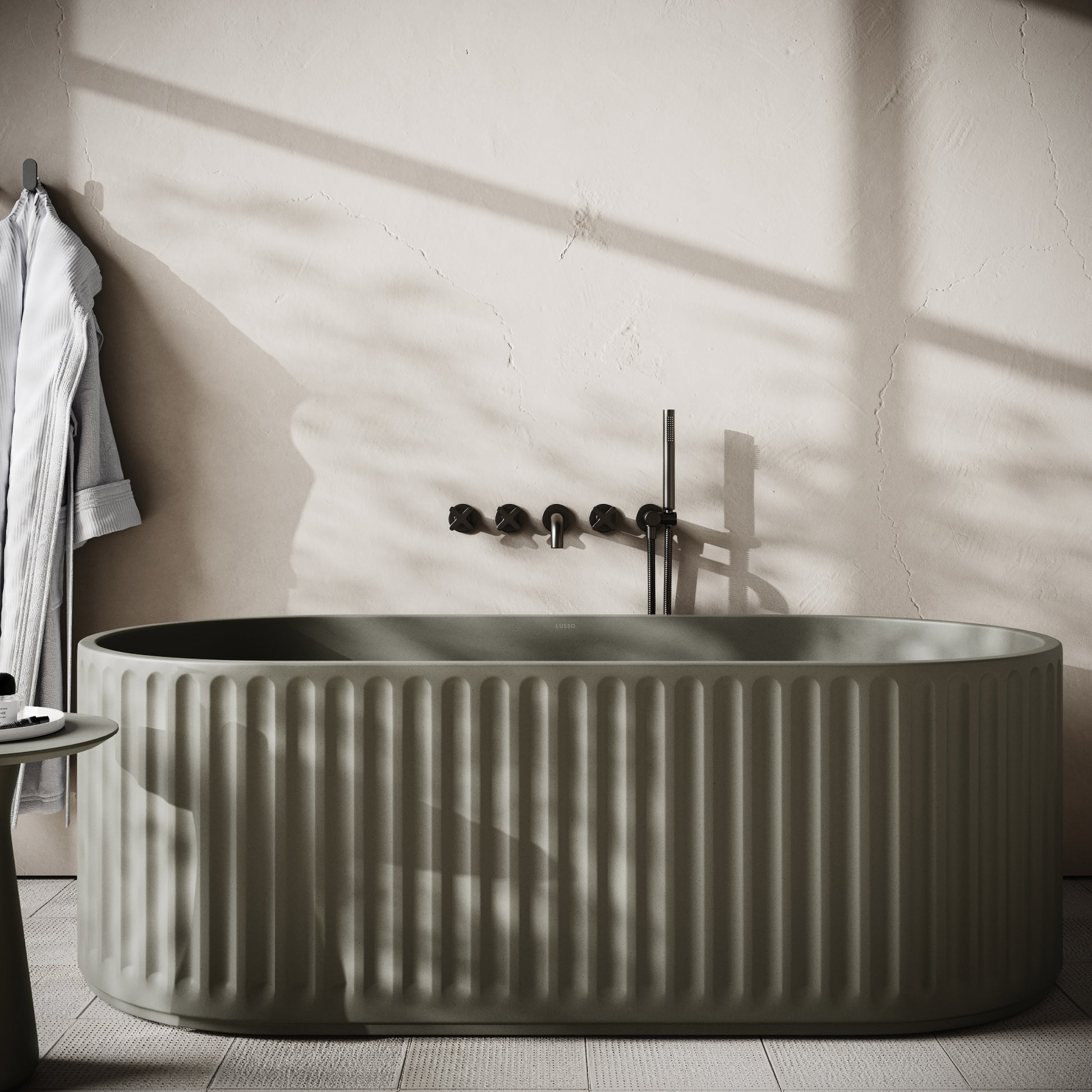 Sereno Oyster Concrete Freestanding Bath 1680mm