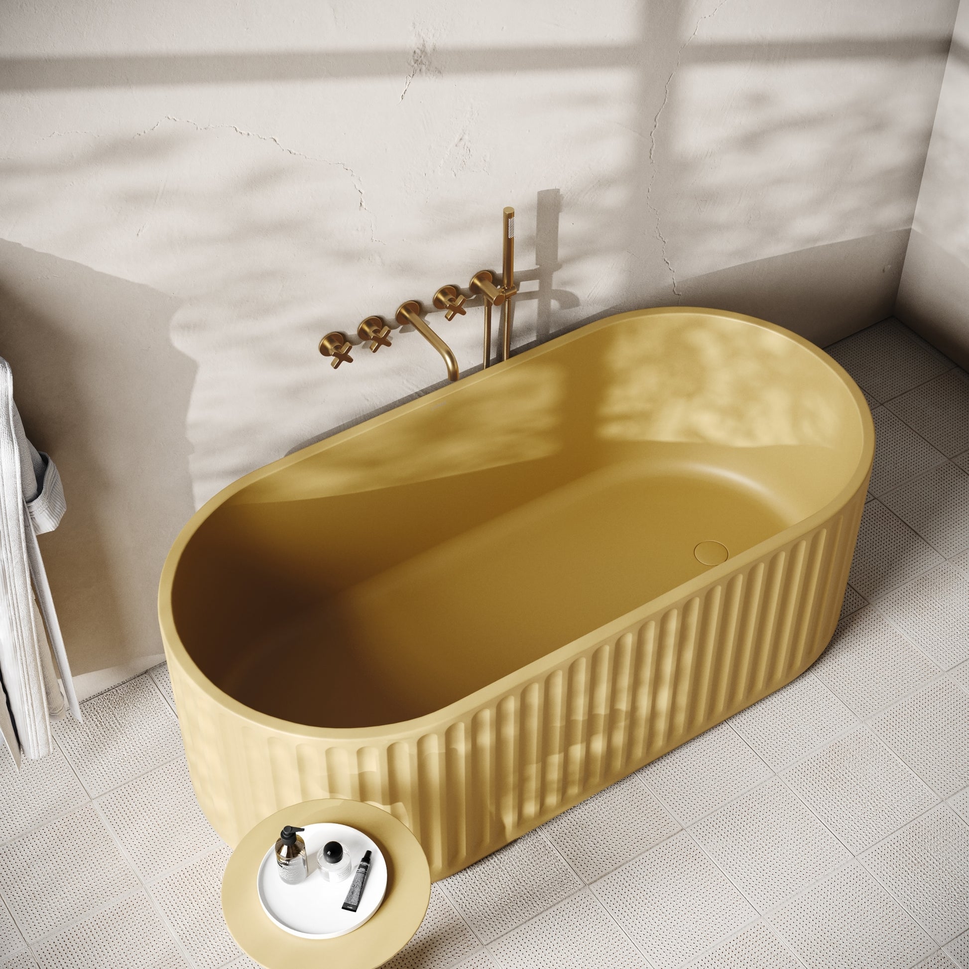 Sereno Saffron Concrete Freestanding Bath 1680mm