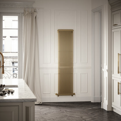 Louvre Radiators Shadow Brushed Gold Designer Heated Towel Radiator - LUSSO