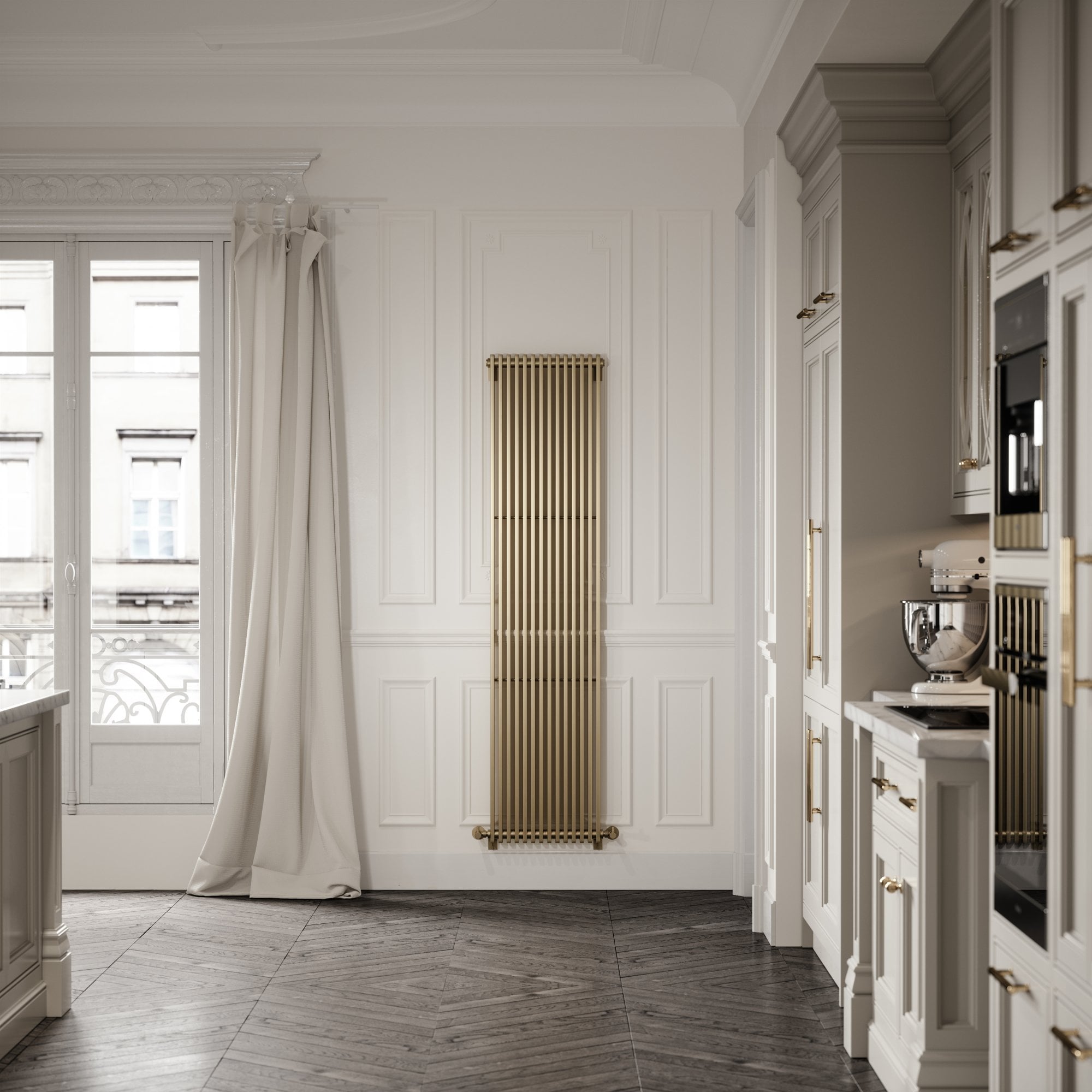 Glow Radiator Shadow Brushed Gold Designer Heated Towel Radiator - LUSSO
