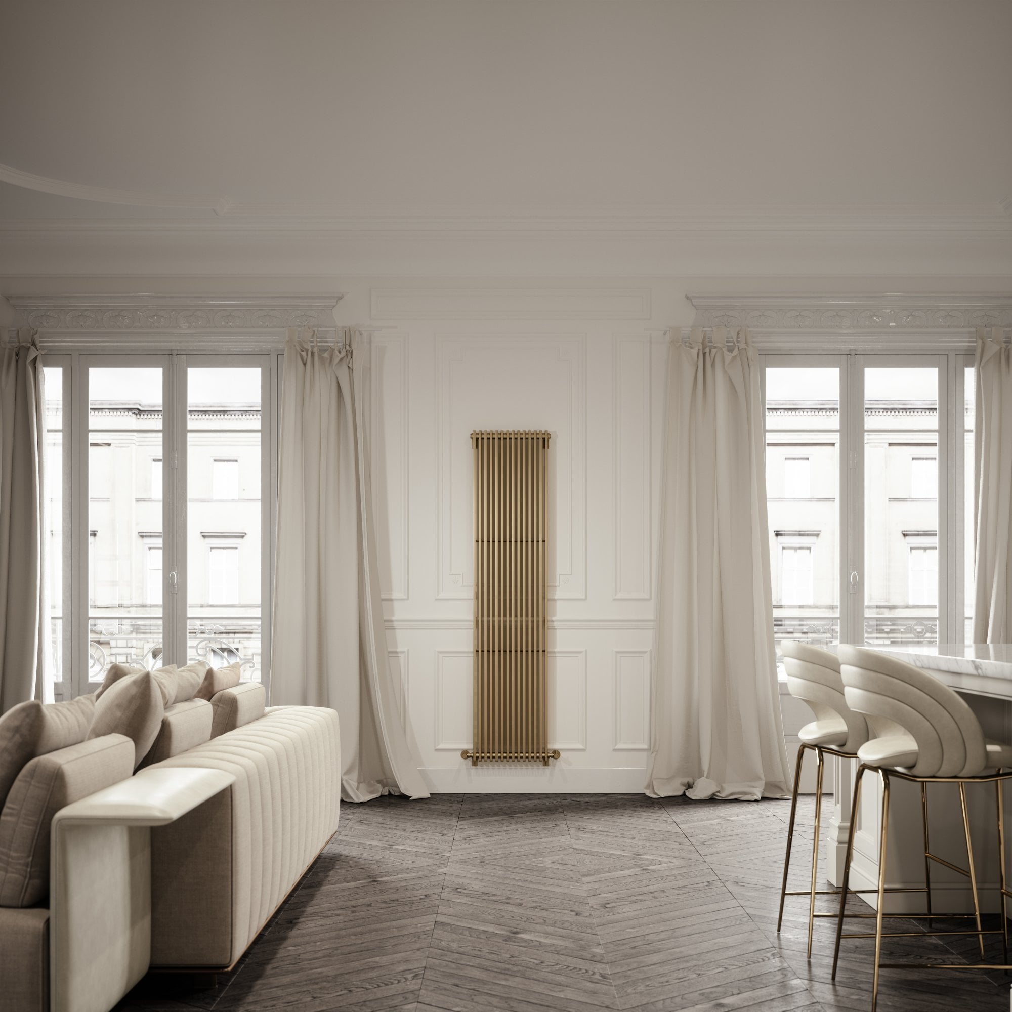 Gold Kitchen Radiator Shadow Brushed Gold Designer Heated Towel Radiator - LUSSO