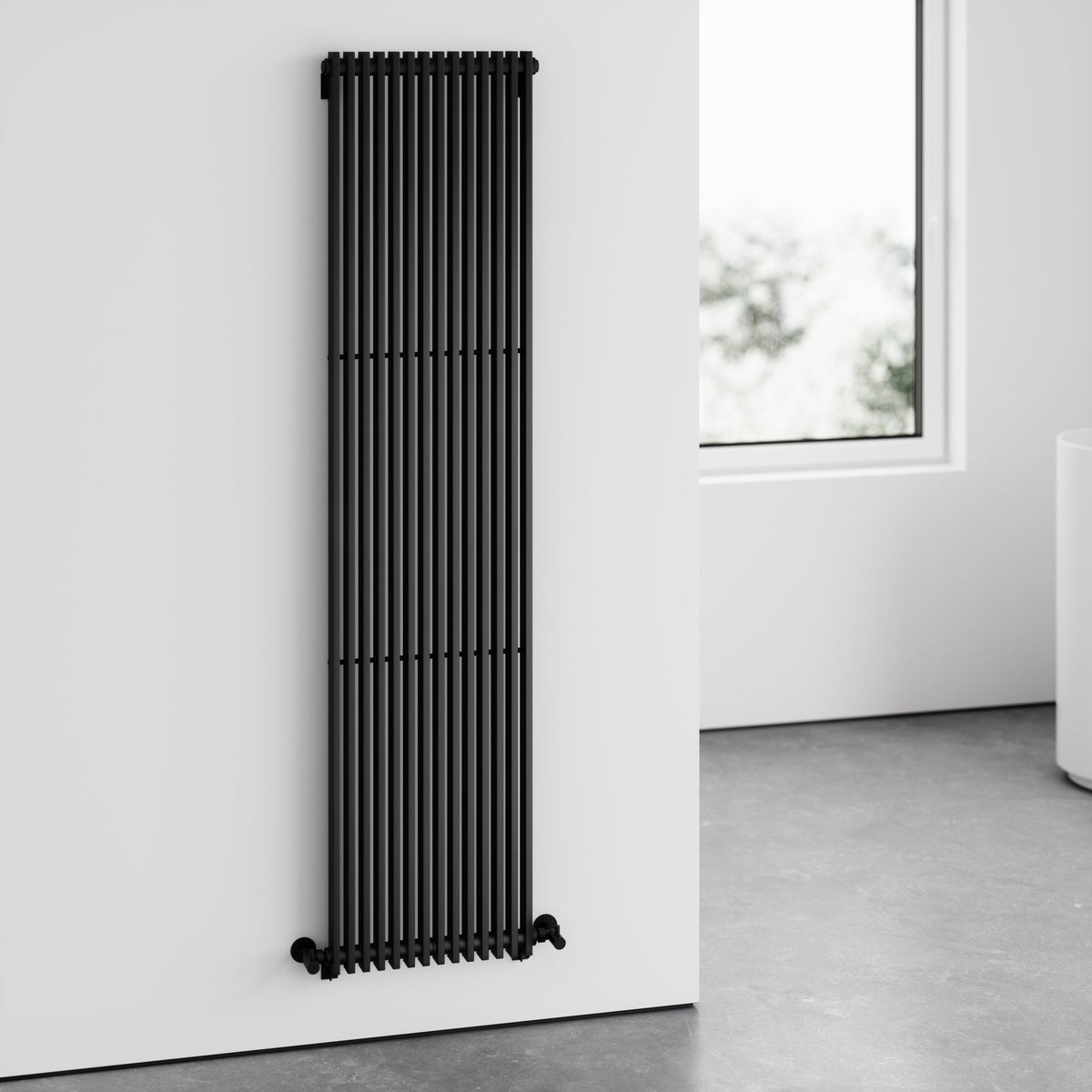 Bedding Radiators Shadow Matte Black Designer Heated Towel Radiator - LUSSO