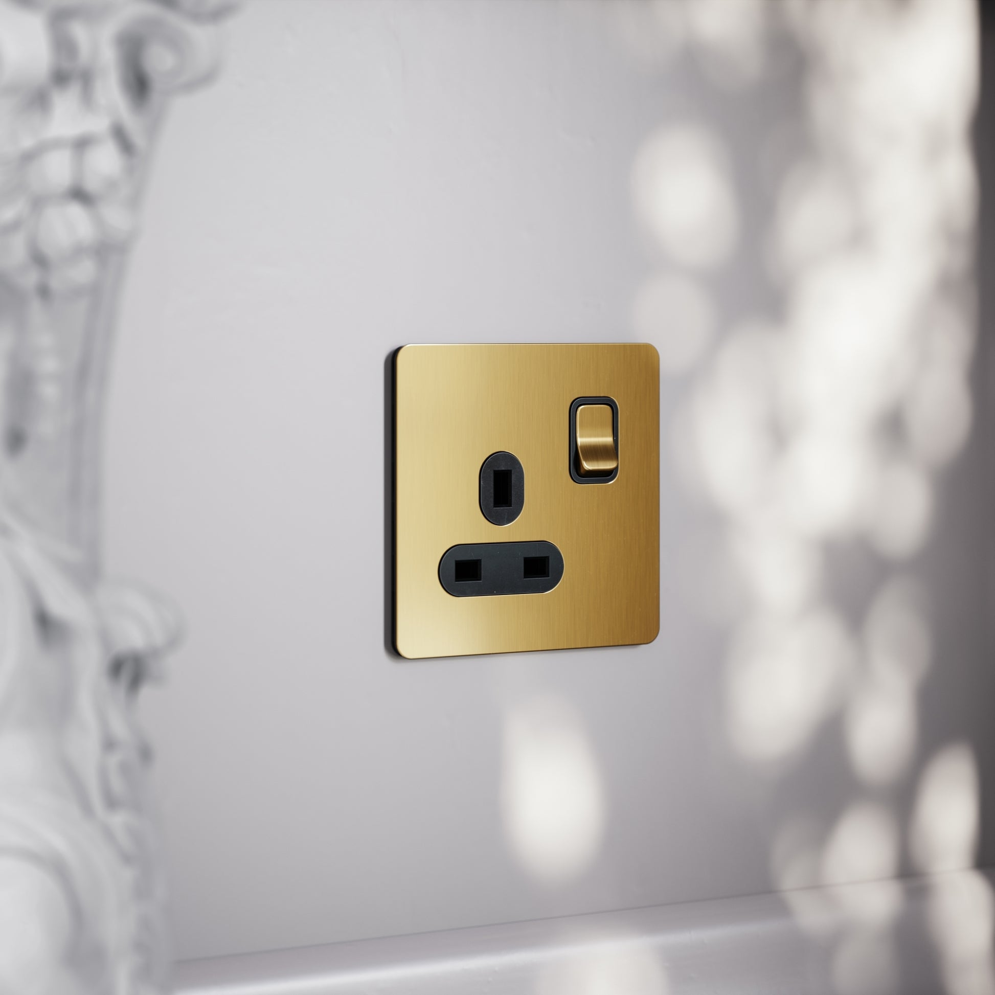 SlimTech Collection Brushed Gold 1 Gang 13A Socket