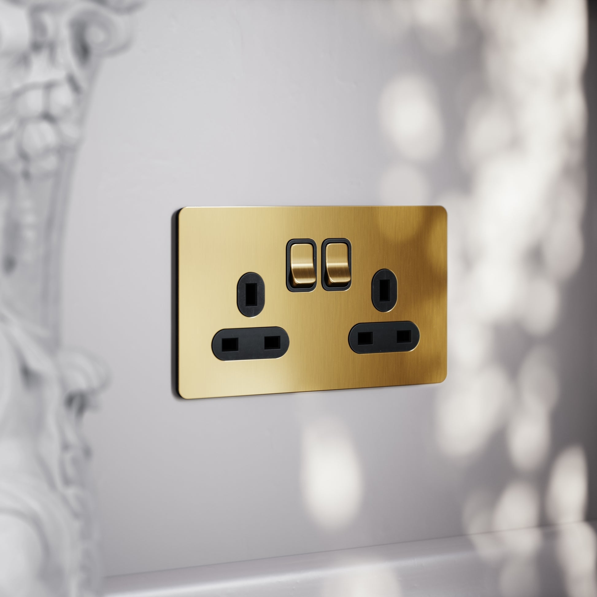 SlimTech Collection Brushed Gold 2 Gang 13A Socket