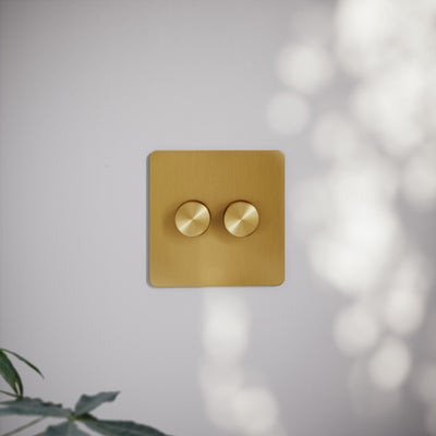 SlimTech Collection Brushed Gold 2 Gang 2 Way Dimmer Switch