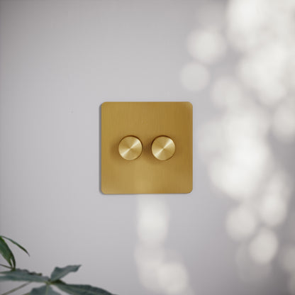 SlimTech Collection Brushed Gold 2 Gang 2 Way Dimmer Switch