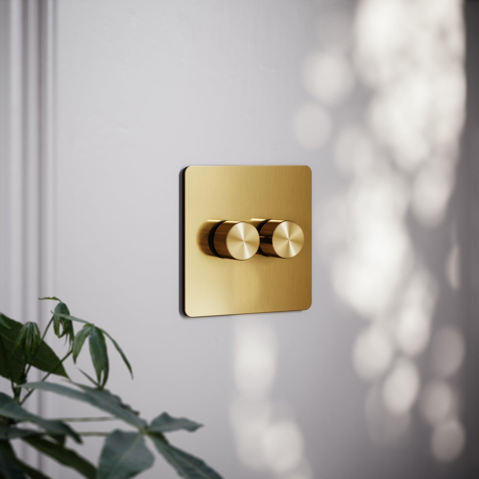 SlimTech Collection Brushed Gold 2 Gang 2 Way Dimmer Switch