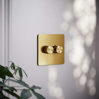 SlimTech Collection Brushed Gold 2 Gang 2 Way Dimmer Switch