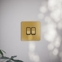 SlimTech Collection Brushed Gold 2 Gang 2 Way Switch
