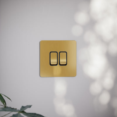 SlimTech Collection Brushed Gold 2 Gang 2 Way Switch