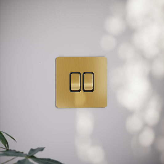 SlimTech Collection Brushed Gold 2 Gang 2 Way Switch