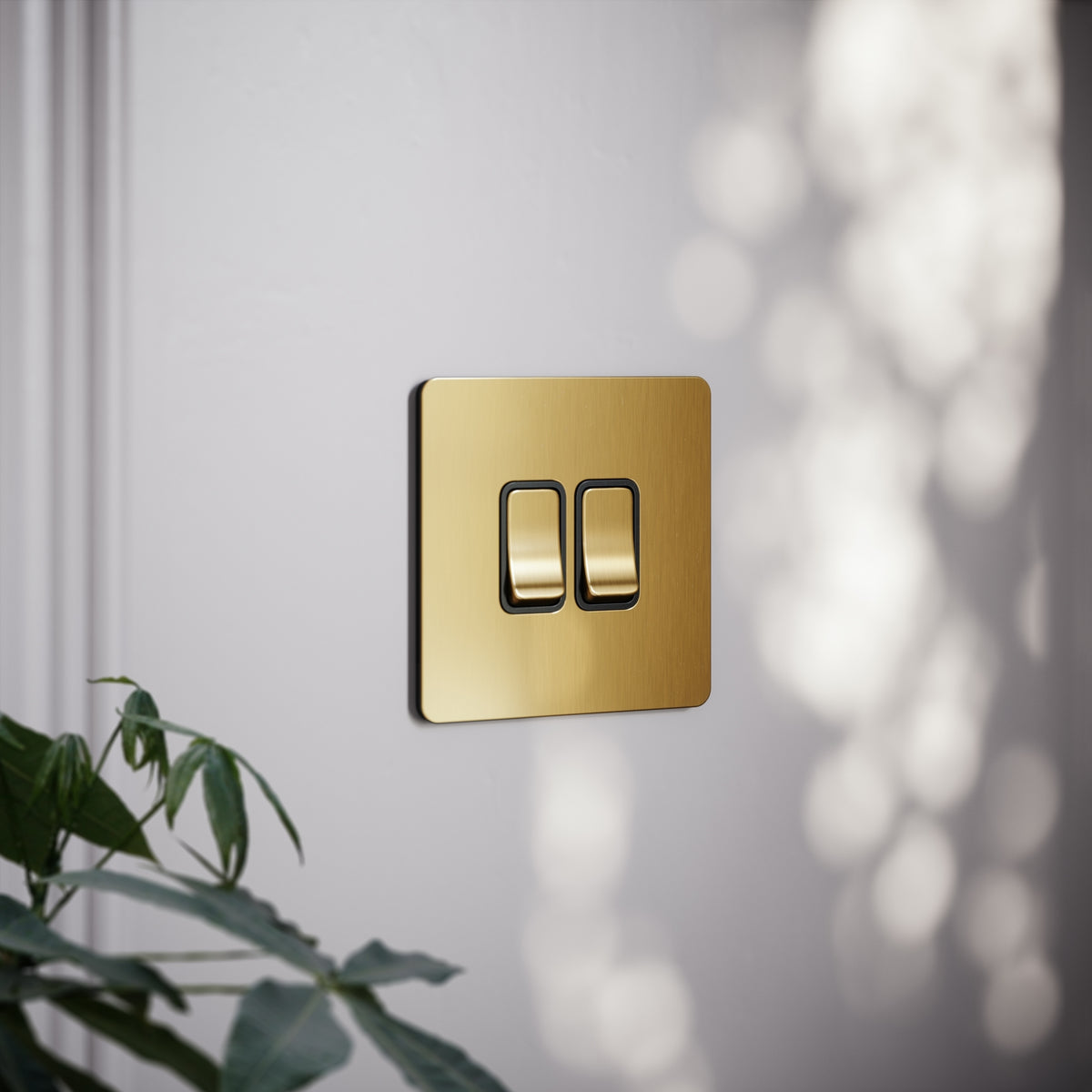 SlimTech Collection Brushed Gold 2 Gang 2 Way Switch - LUSSO