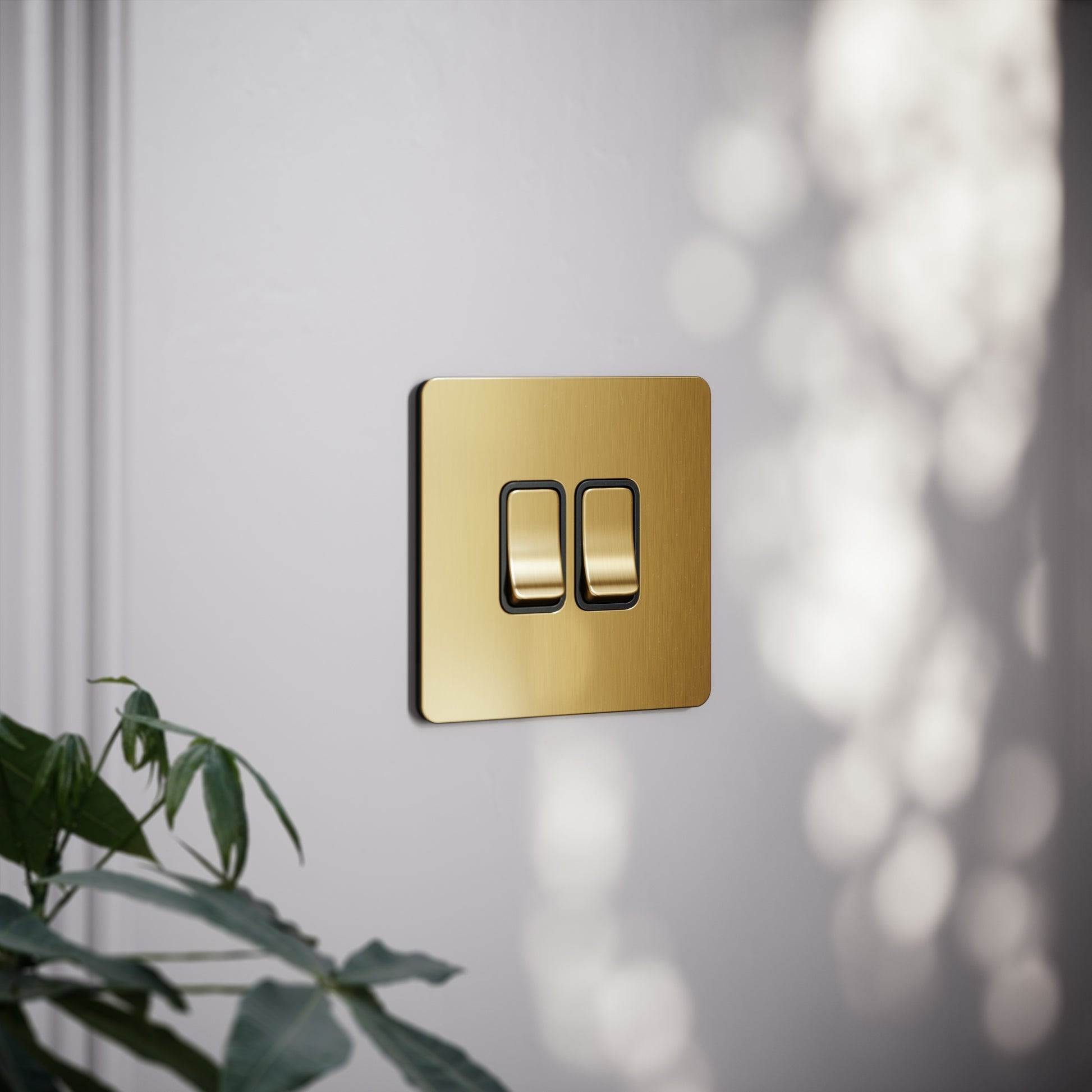 SlimTech Collection Brushed Gold 2 Gang 2 Way Switch