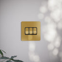 SlimTech Collection Brushed Gold 3 Gang 2 Way Switch