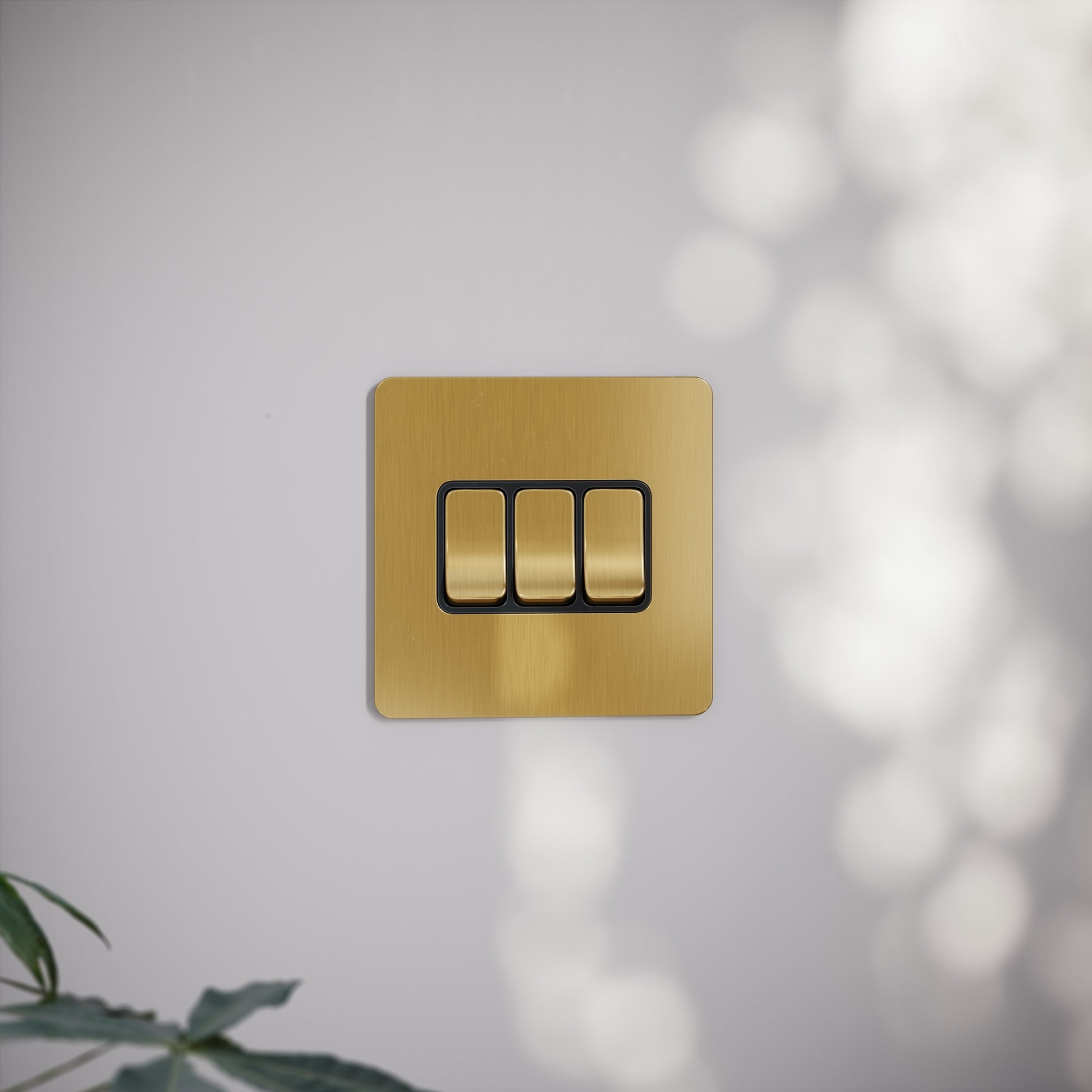 SlimTech Collection Brushed Gold 3 Gang 2 Way Switch