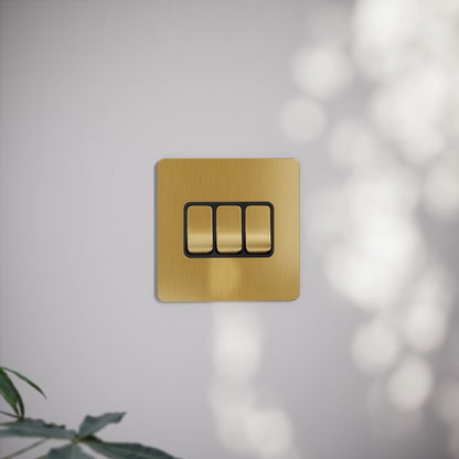 SlimTech Collection Brushed Gold 3 Gang 2 Way Switch