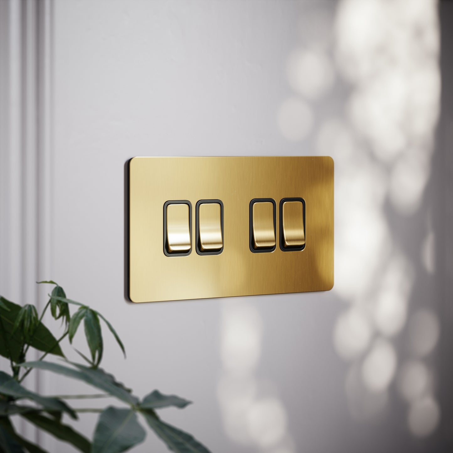 SlimTech Collection Brushed Gold 4 Gang 2 Way Switch