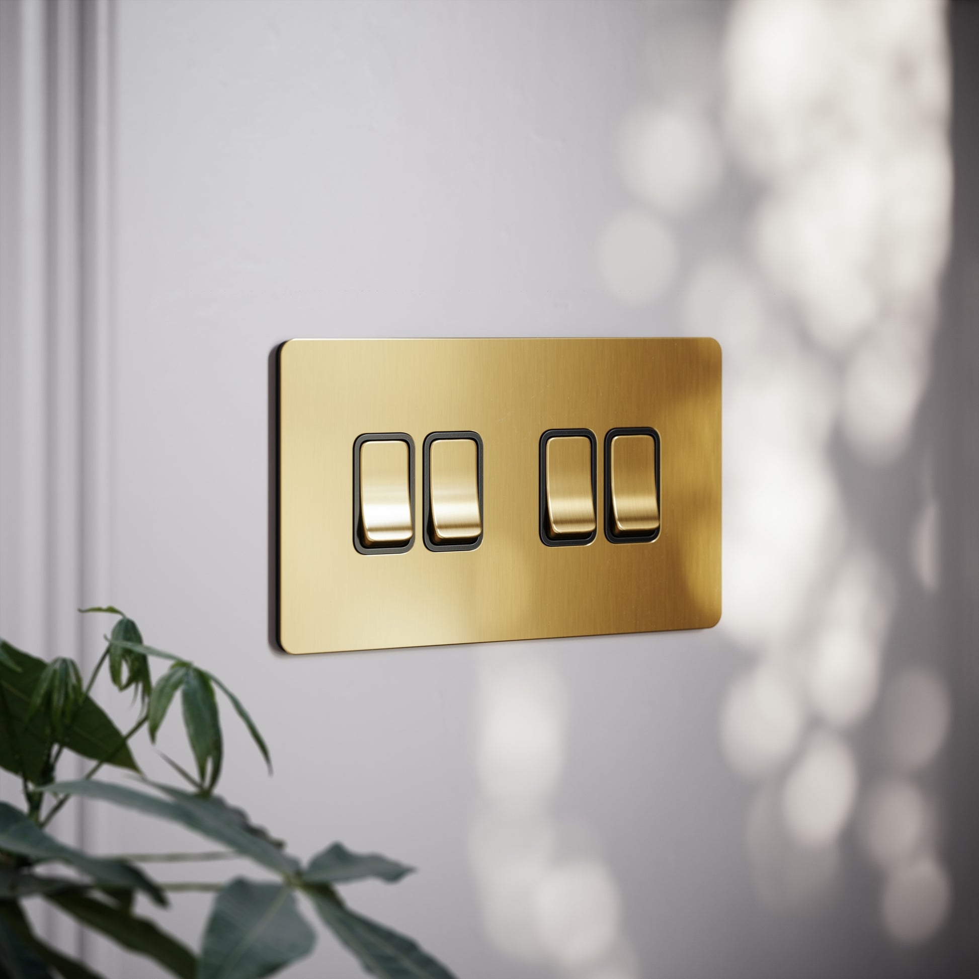 SlimTech Collection Brushed Gold 4 Gang 2 Way Switch