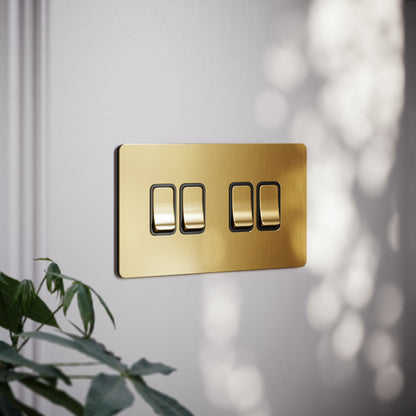 SlimTech Collection Brushed Gold 4 Gang 2 Way Switch