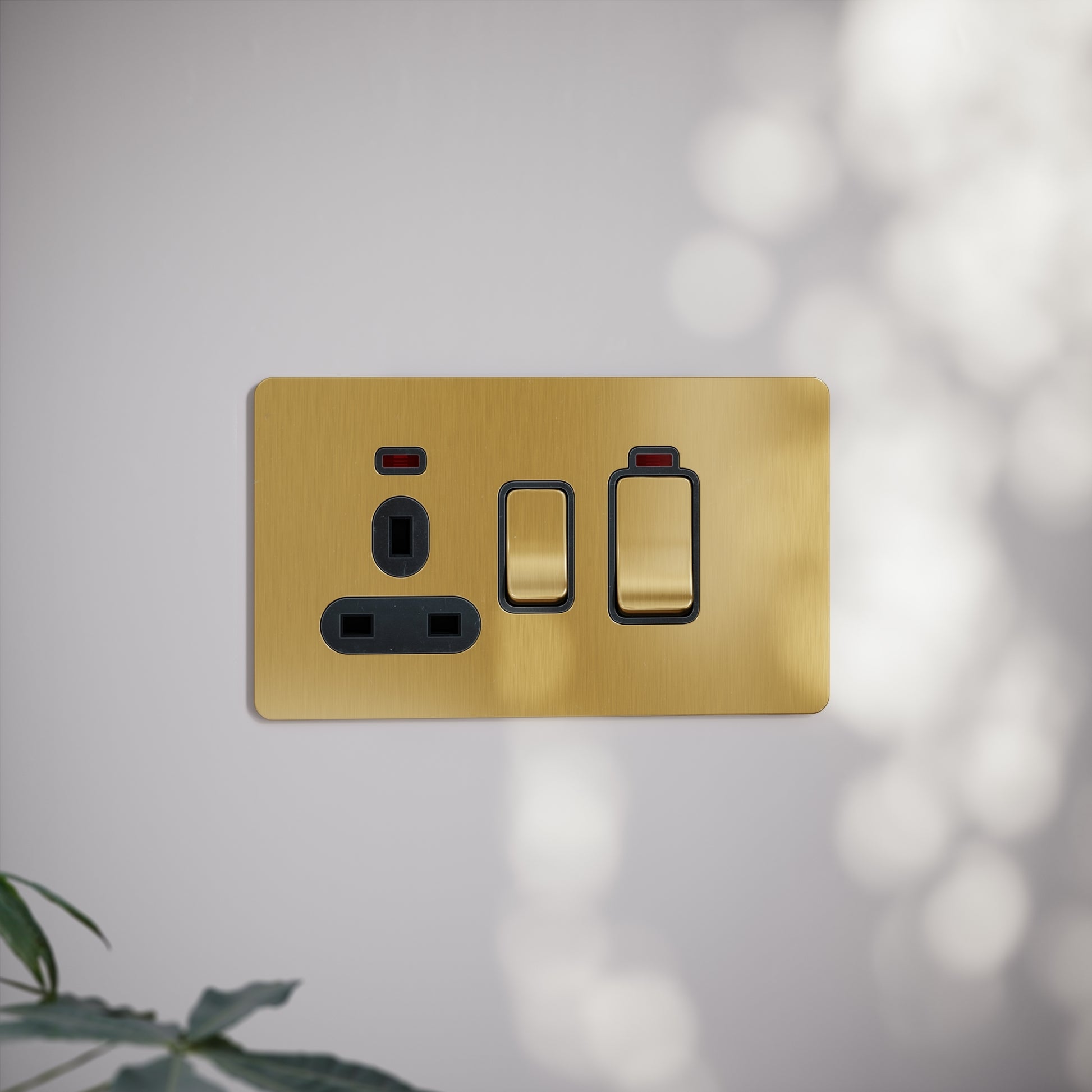 SlimTech Collection Brushed Gold Cooker Control Unit & 13A Socket