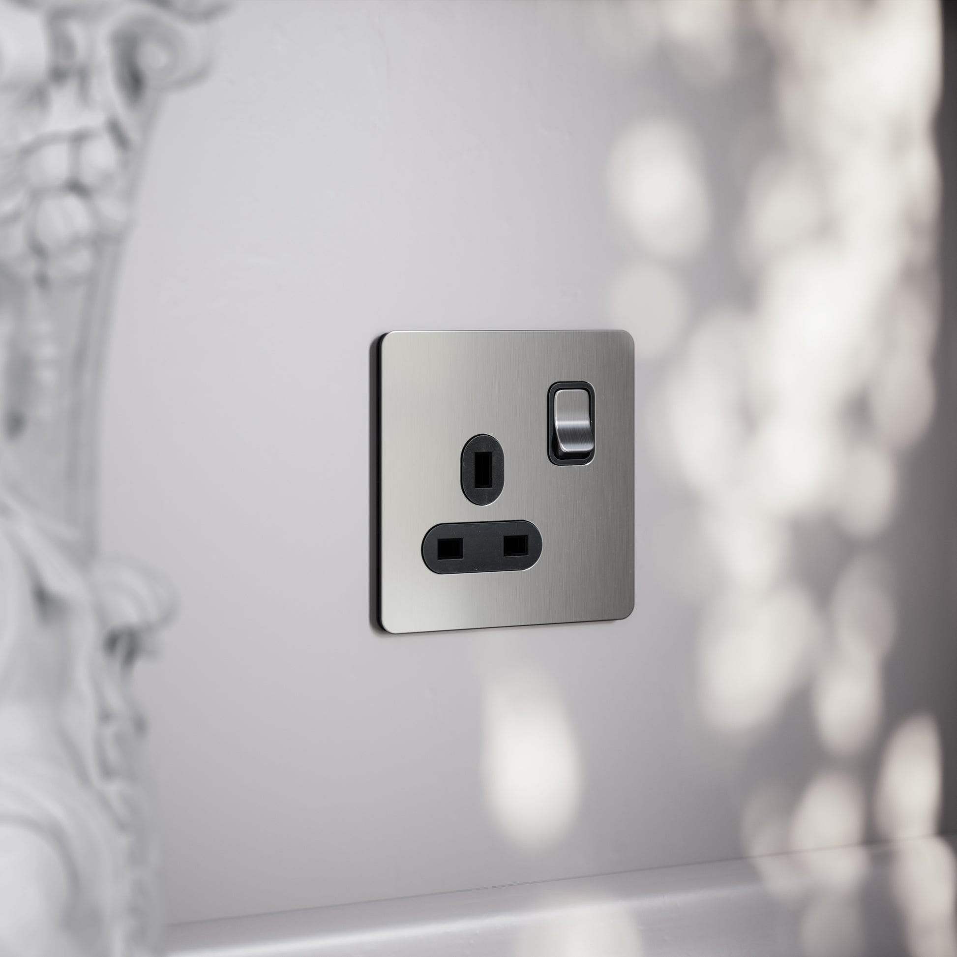 SlimTech Collection Brushed Stainless 1 Gang 13A Socket