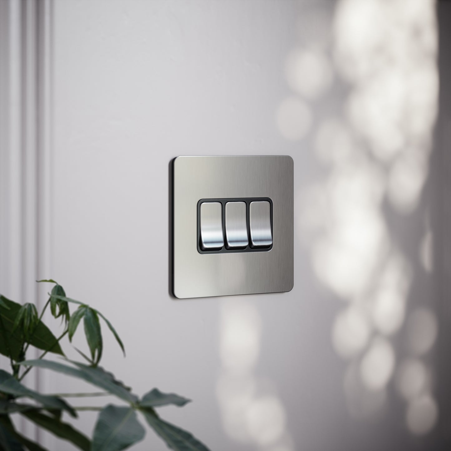SlimTech Collection Brushed Stainless 3 Gang 2 Way Switch