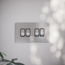SlimTech Collection Brushed Stainless 4 Gang 2 Way Switch