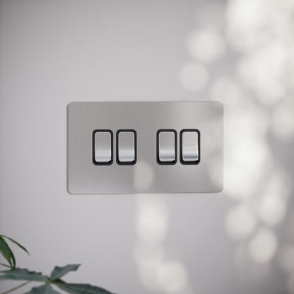 SlimTech Collection Brushed Stainless 4 Gang 2 Way Switch