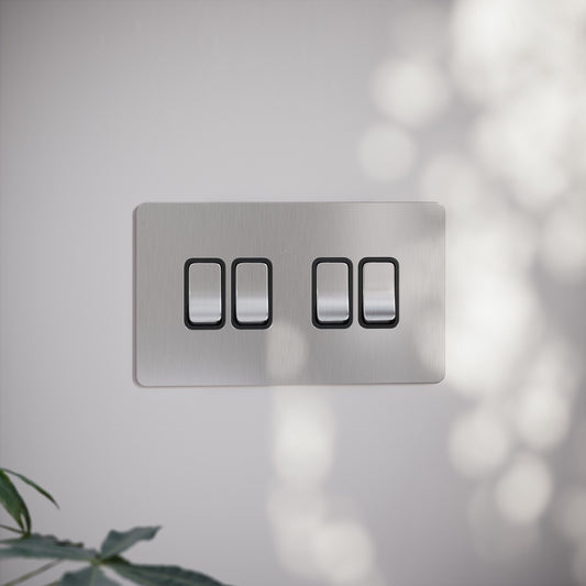 SlimTech Collection Brushed Stainless 4 Gang 2 Way Switch
