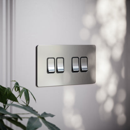 SlimTech Collection Brushed Stainless 4 Gang 2 Way Switch