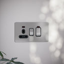 SlimTech Collection Brushed Stainless Cooker Control Unit & 13A Socket