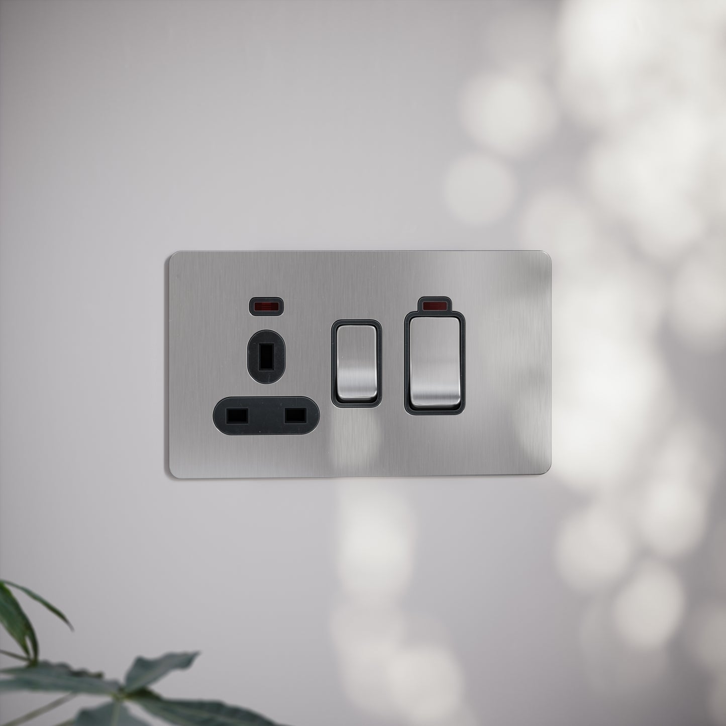SlimTech Collection Brushed Stainless Cooker Control Unit & 13A Socket