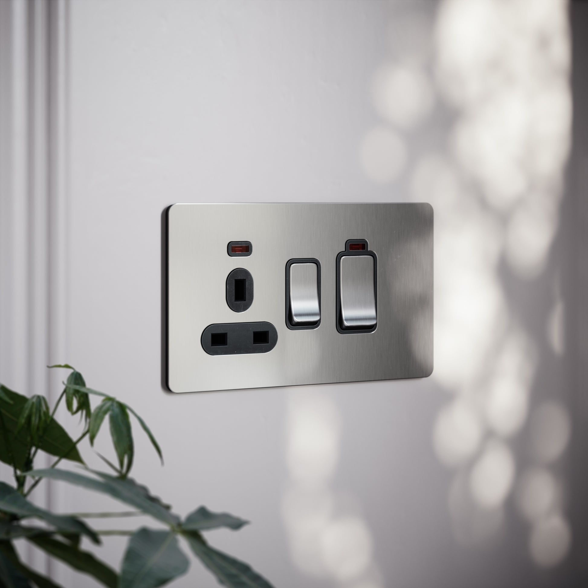SlimTech Collection Brushed Stainless Cooker Control Unit & 13A Socket