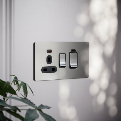 SlimTech Collection Brushed Stainless Cooker Control Unit & 13A Socket