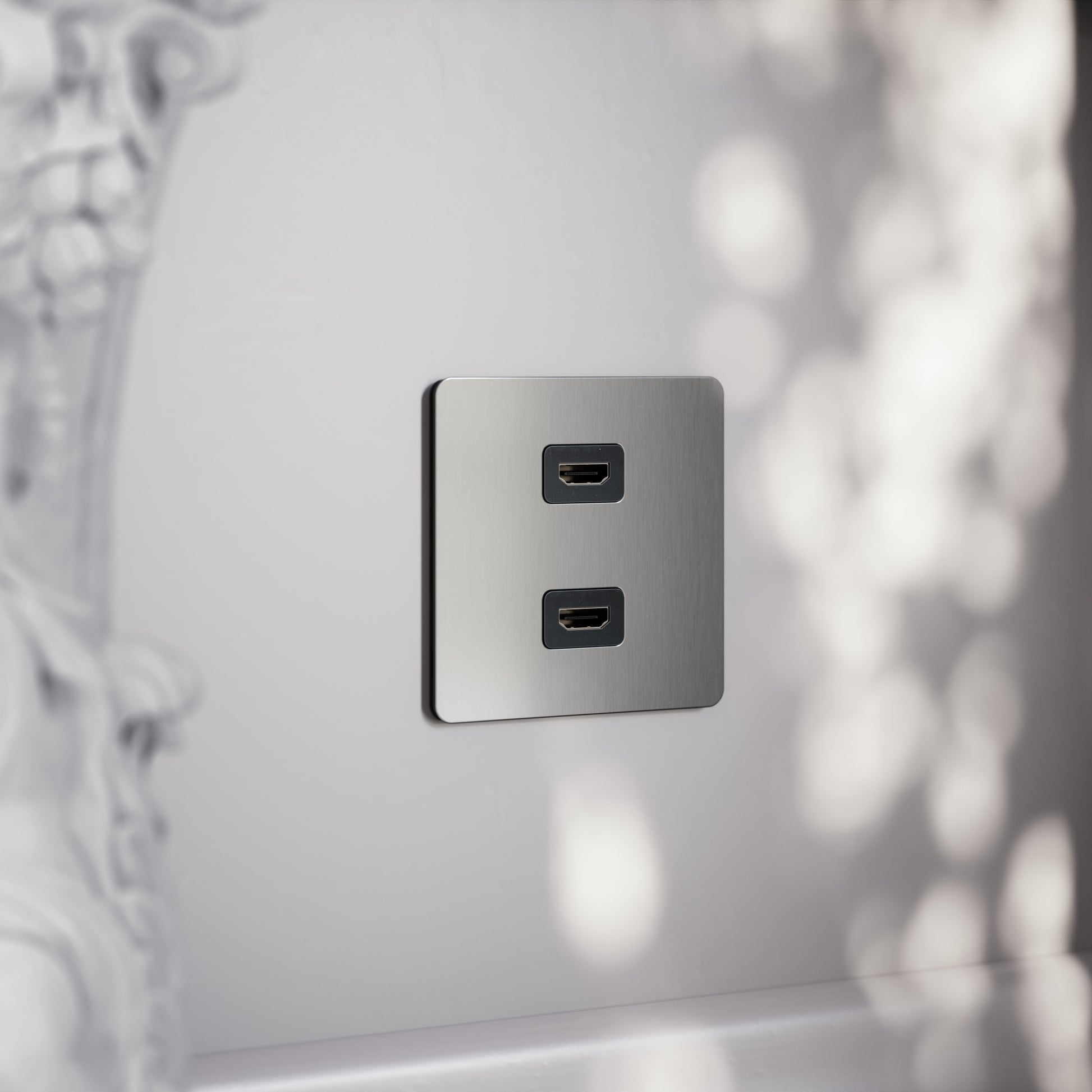 SlimTech Collection Brushed Stainless Double HDMI Socket