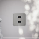 SlimTech Collection Brushed Stainless Double HDMI Socket