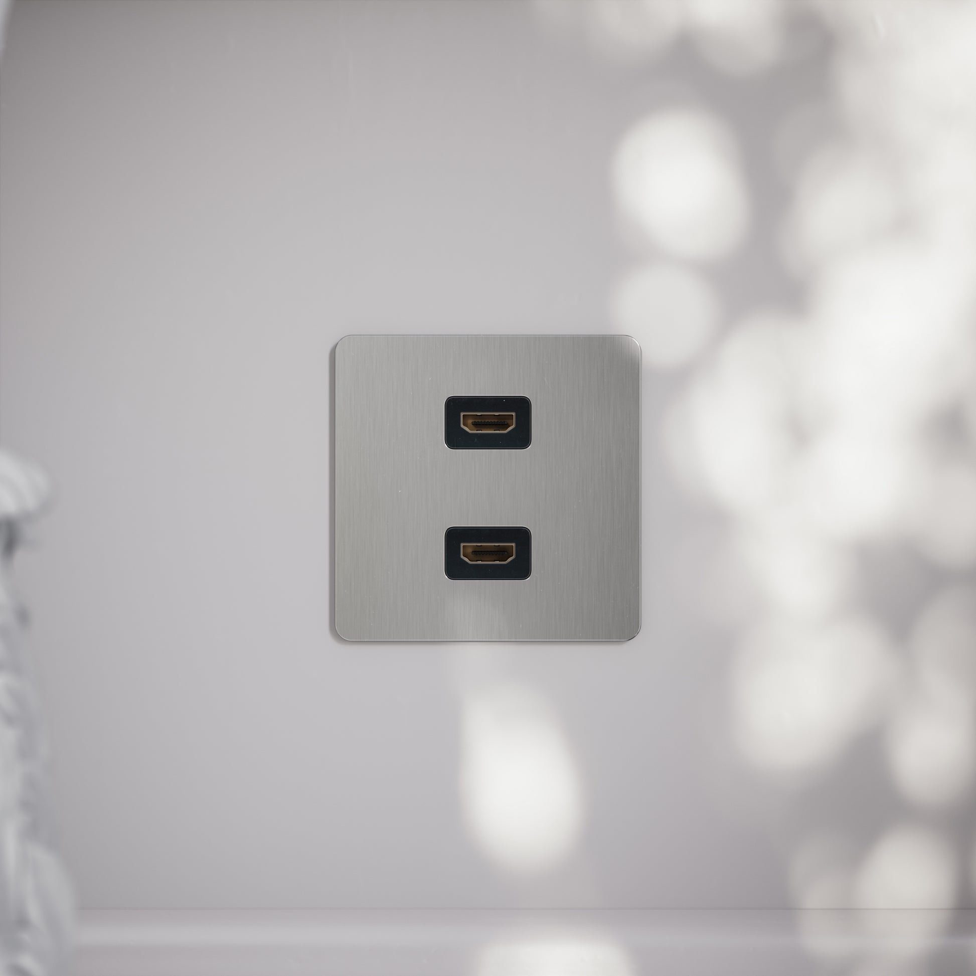 SlimTech Collection Brushed Stainless Double HDMI Socket