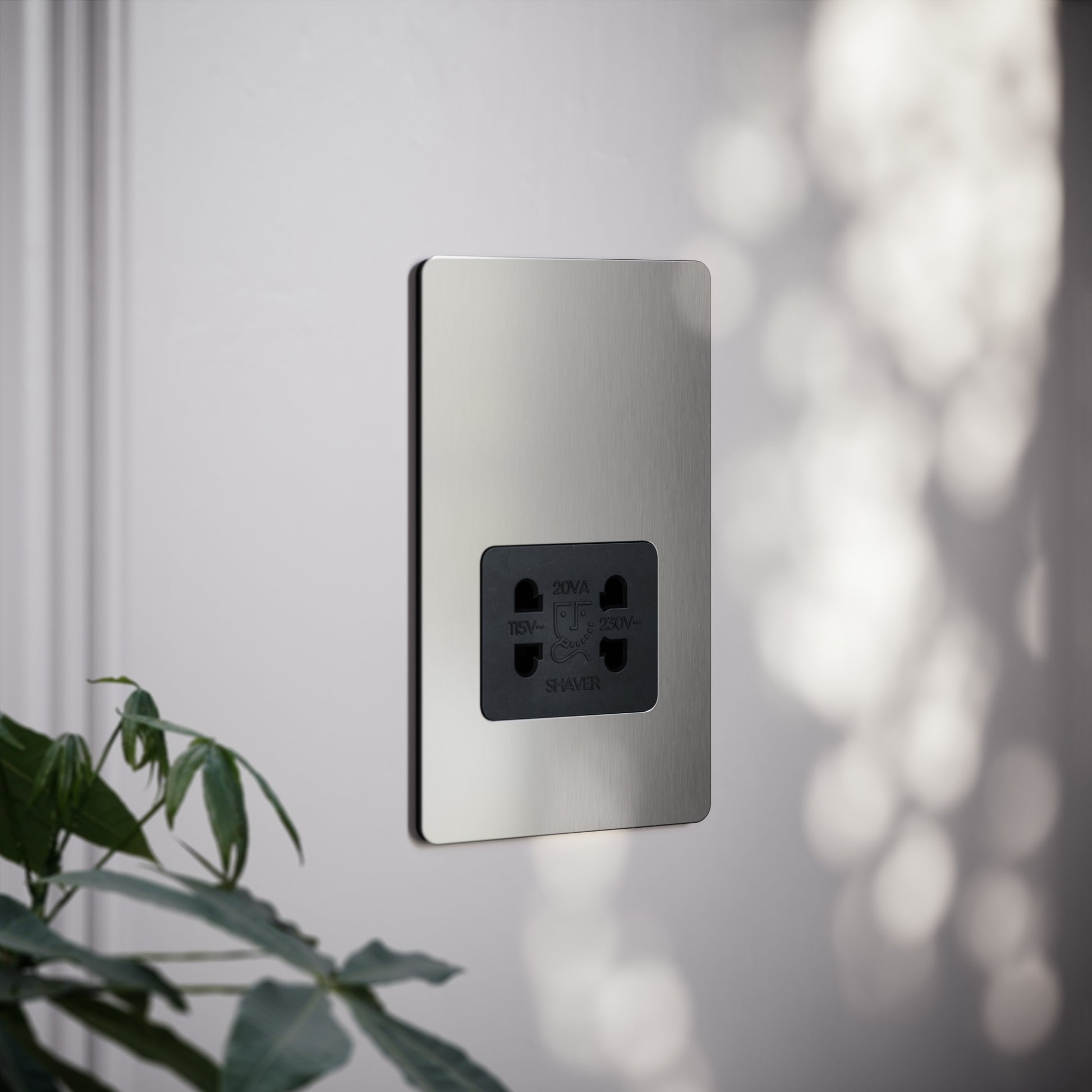 SlimTech Collection Brushed Stainless Shaver Socket