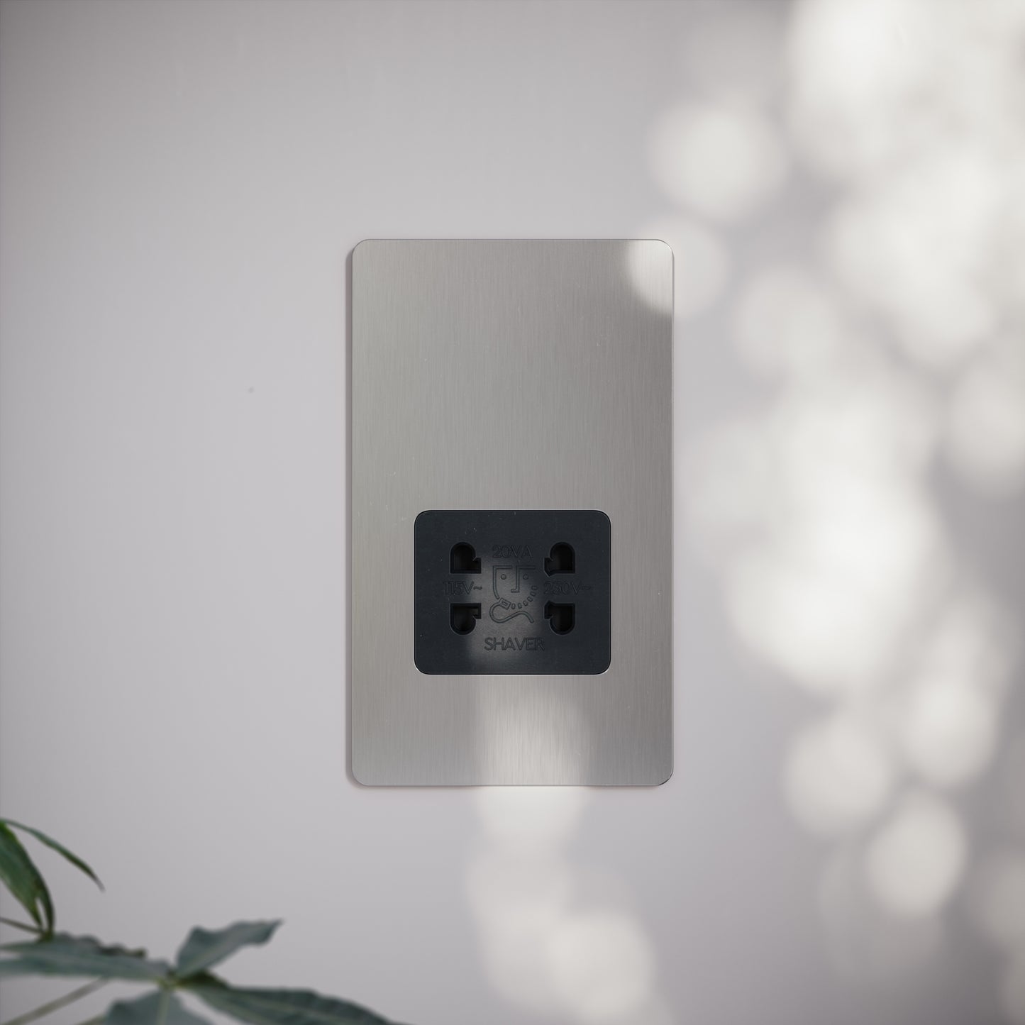 SlimTech Collection Brushed Stainless Shaver Socket