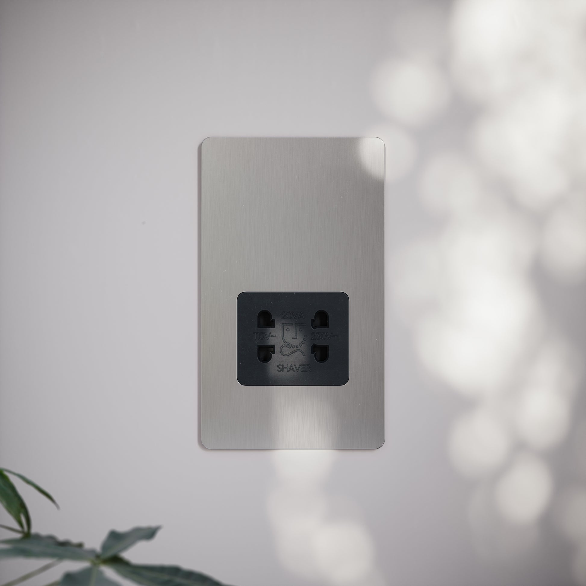 SlimTech Collection Brushed Stainless Shaver Socket