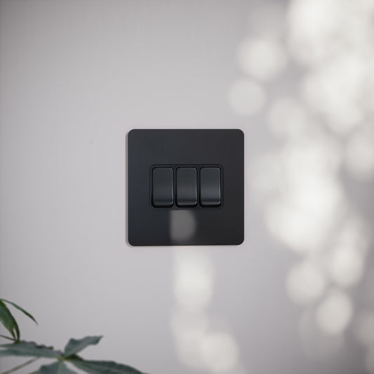 SlimTech Collection Matte Black 3 Gang 2 Way Switch