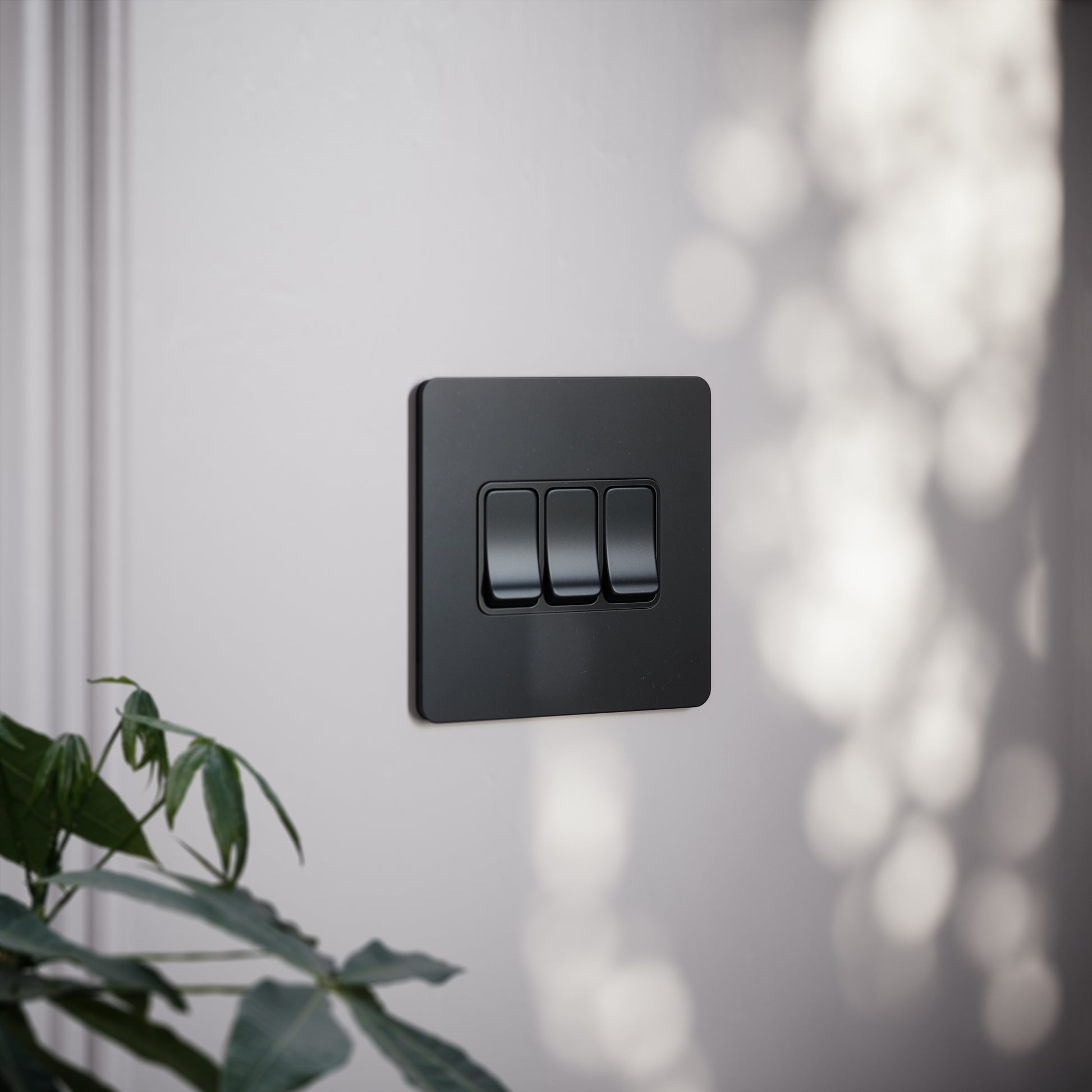 SlimTech Collection Matte Black 3 Gang 2 Way Switch