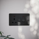 SlimTech Collection Matte Black Cooker Control Unit & 13A Socket