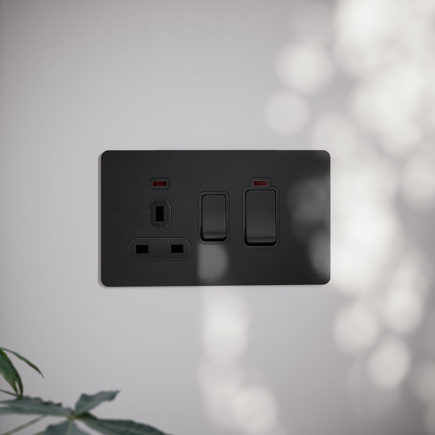 SlimTech Collection Matte Black Cooker Control Unit & 13A Socket
