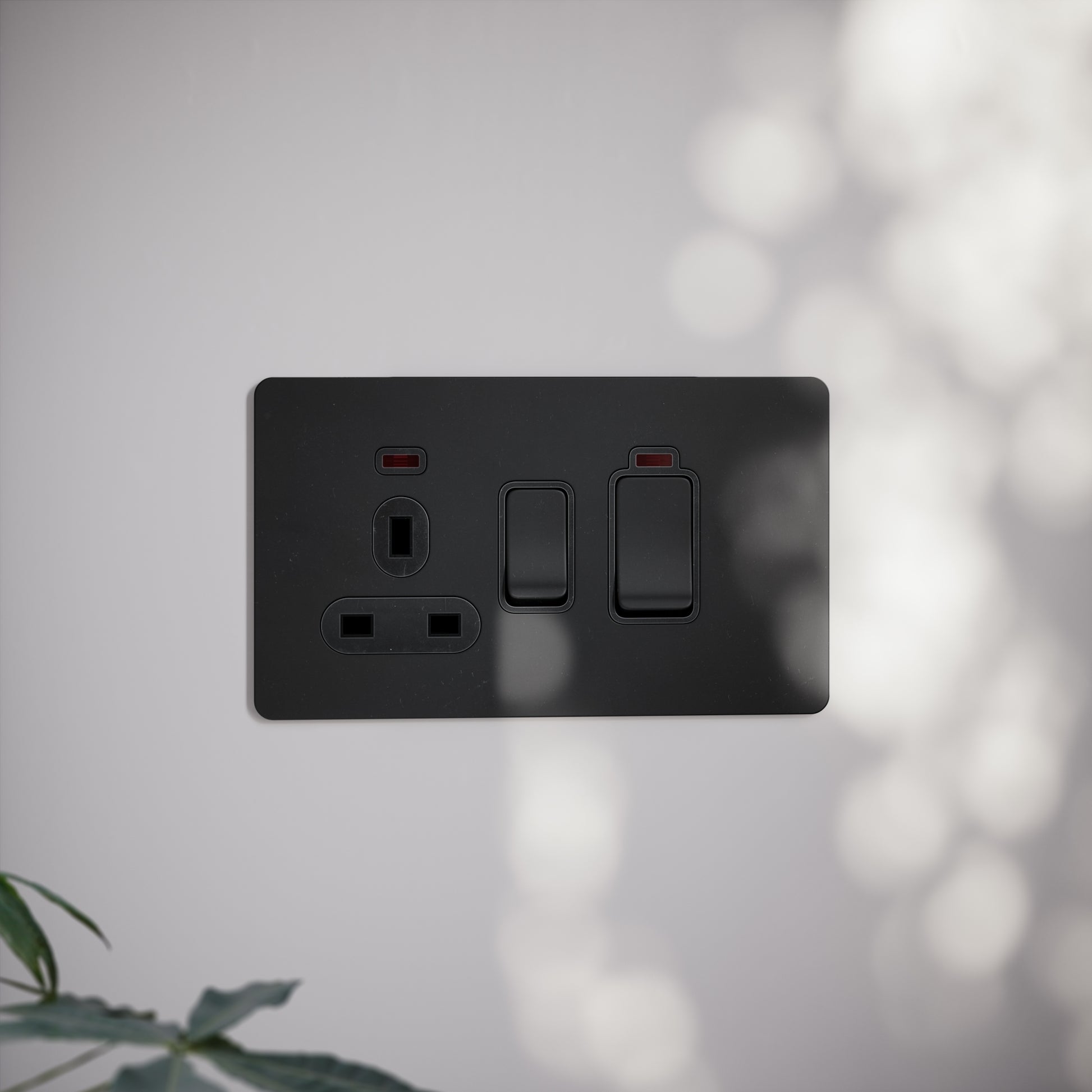 SlimTech Collection Matte Black Cooker Control Unit & 13A Socket
