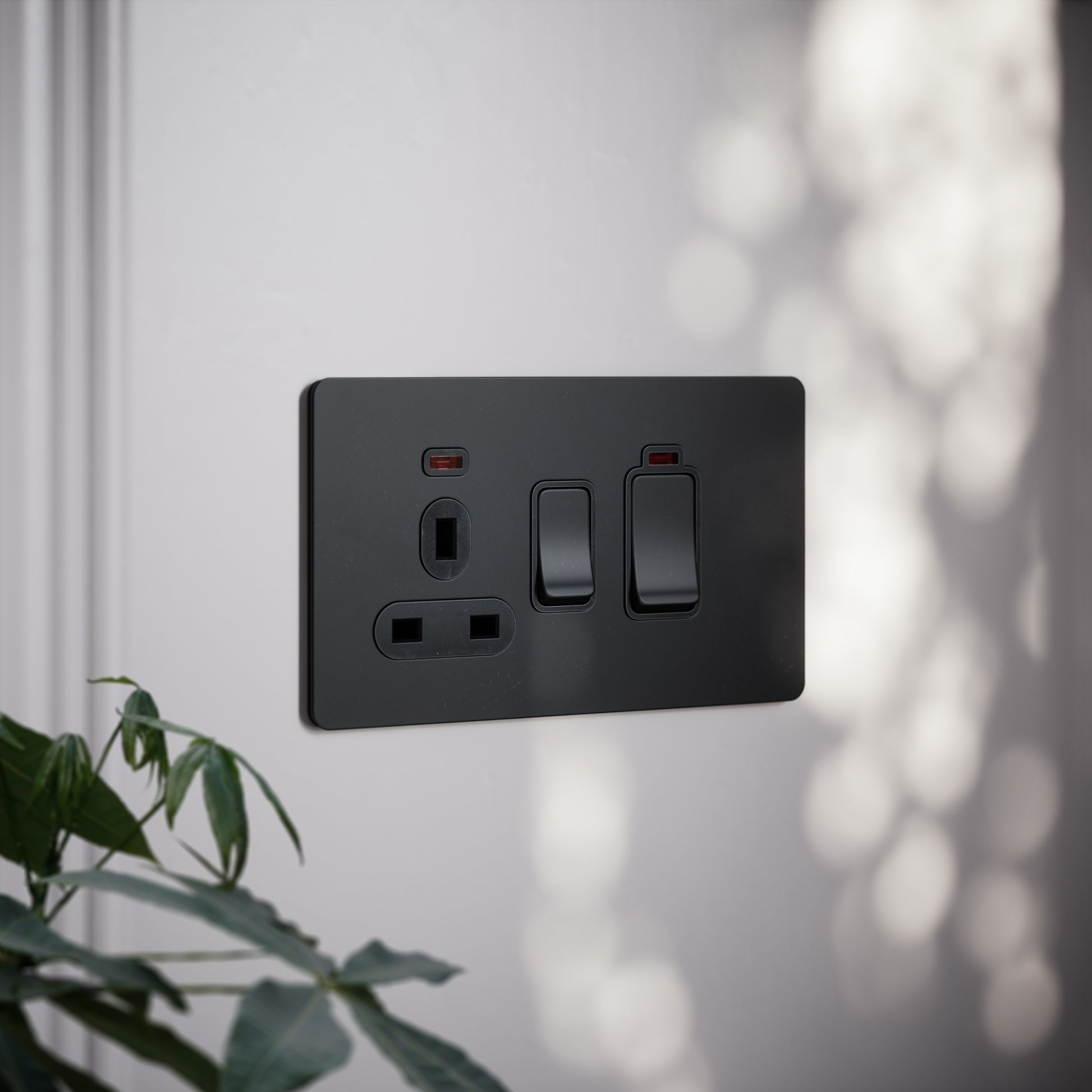 SlimTech Collection Matte Black Cooker Control Unit & 13A Socket